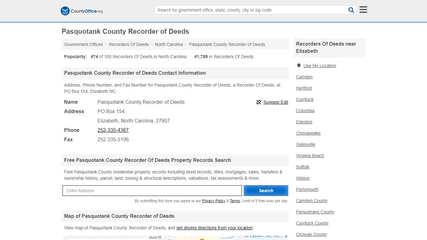 Pasquotank County Recorder of Deeds